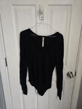 Free People Intimately Womens Bodysuit Black Long Sleeve Size Large